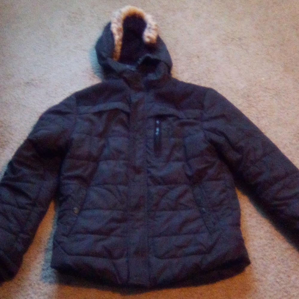 Man y2k Tech Gear Puffer Jacket With Hoodie Fashio Jacket. bohemian Size L